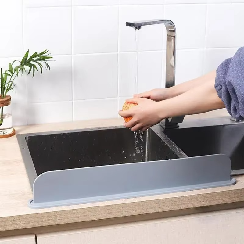 Silicone Sink Splash Guard Flexible Water Splash Stopper with Double Suction Cups | Kitchen & Bathroom Sink Protector |
